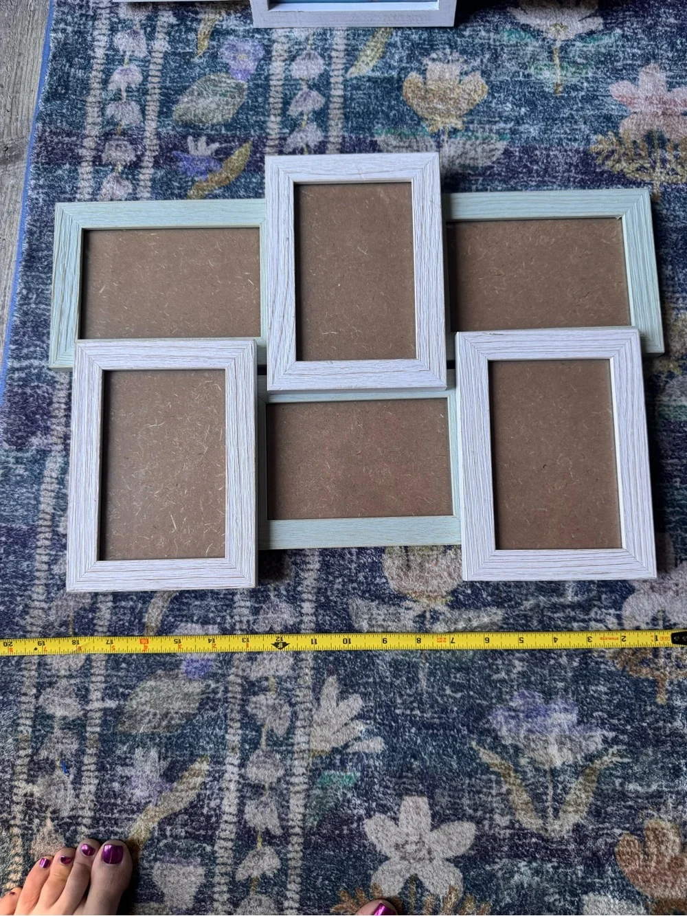 White & Light Green Wood Photo Frame